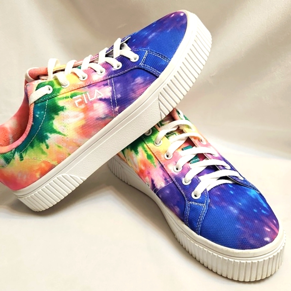 Fila Tie-Dye Panache Sandblast Colorful Rainbow Platform Sneakers (W Size 9) - Picture 4 of 15